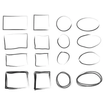 Hand drawn frames. Vintage doodle sketch picture frame doodle labels イラスト素材