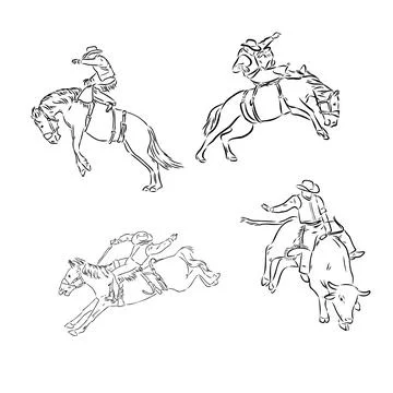 An hand drawn freehand vector - RODEO. Scene from the american culture. Stock Illustration