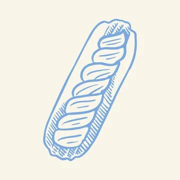 Hand Drawn French Eclair Pastry Sketch Vector Illustration for Bakery Logo Stock Illustration