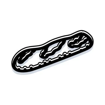 Hand drawn fresh baguette bread food drawing Stock Illustration
