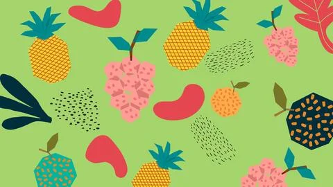 Hand Drawn Fresh Melon and Pear Background 스톡 일러스트