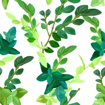 Hand drawn fresh spring seamless pattern. Floral background design with green Stock Illustration