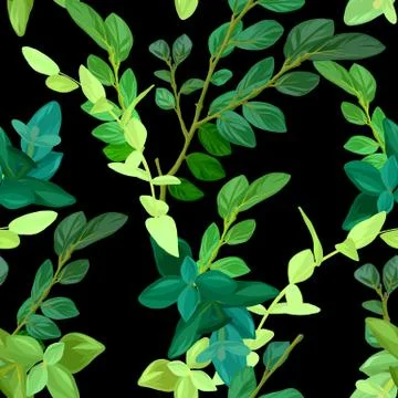 Hand drawn fresh spring seamless pattern. Floral background design with green Stock Illustration