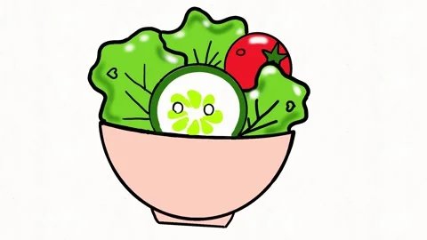 Hand Drawn Fresh Vegetable Salad Bowl Doodle Animation Stock Footage 338000196