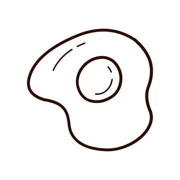 Hand Drawn Fried Egg Line Icon in Cute Minimal Outline Style Illustrazione stock
