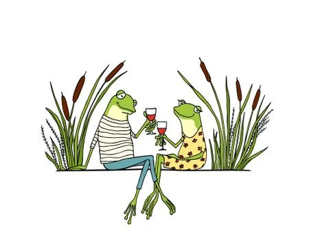 Hand drawn frogs Stock Illustration