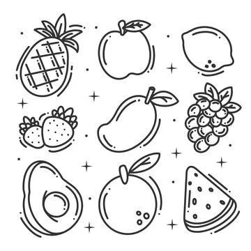 Hand drawn fruit elements set collection Stock Illustration
