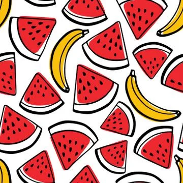 Hand drawn fruit pattern Stock Illustration