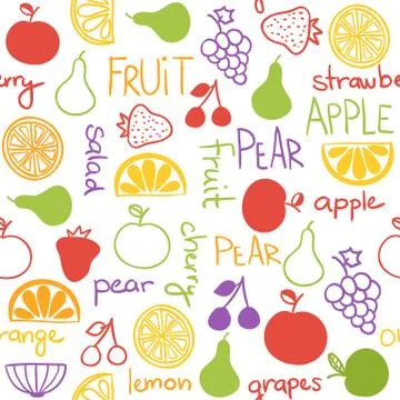 Hand drawn fruit seamless pattern Stock Illustration