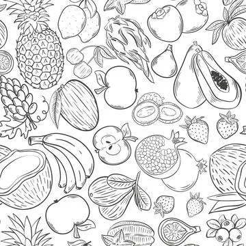 Hand drawn fruit seamless pattern Stock Illustration