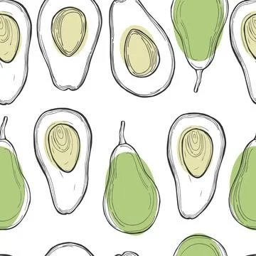 Hand drawn fruits. Vector pattern. Stock Illustration