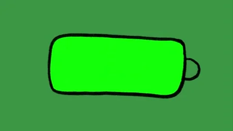 Hand-Drawn Full Battery Power Indicator Animation on Green Screen | Green Doodle Video stock 318317567