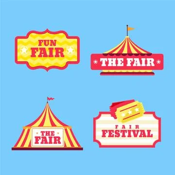 Hand drawn fun fair label collection Stock Illustration