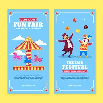 Hand drawn fun fair vertical banner template Ilustração Stock