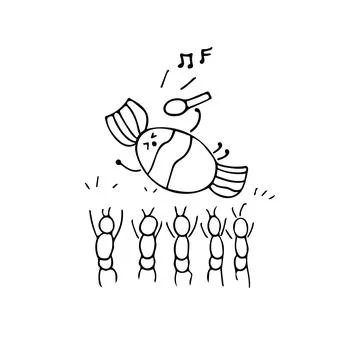 Hand drawn funny candy and ants crowd surfing vector Cartoon Mascot Charact.. 스톡 일러스트