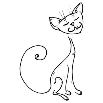 Hand drawn funny cat. Stock Illustration