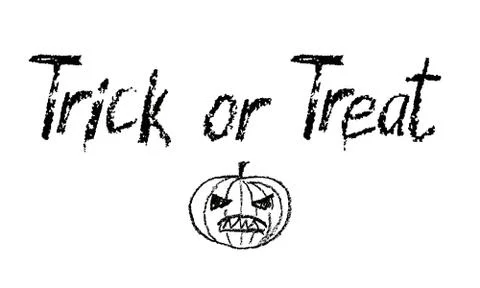 Hand drawn funny spooky halloween day letters and text trick or treat Stock Illustration