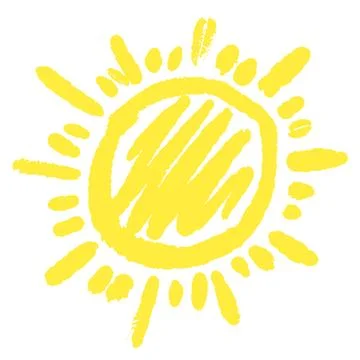 Hand drawn funny vector doodle sun. Cartoon kids style. Stock Illustration