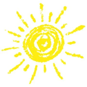 Hand drawn funny vector doodle sun. Cartoon kids style. Stock Illustration