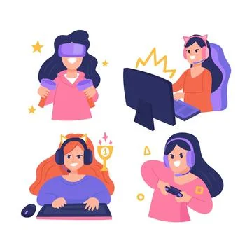 Hand drawn game streamer elements collection 스톡 일러스트