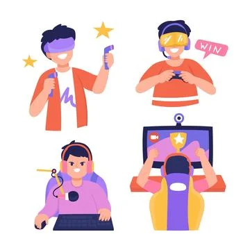 Hand drawn game streamer elements collection 스톡 일러스트