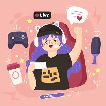 Hand drawn game streamer elements collection Illustrazione stock