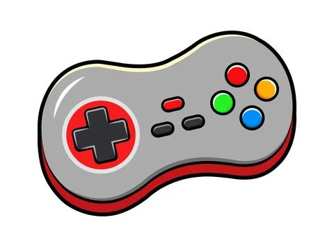 Hand Drawn Gaming Gamepad Vector Illustration Isolated on White Stock Illustration