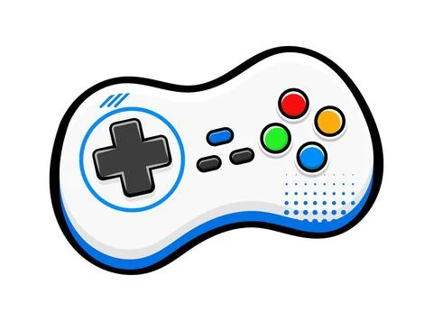 Hand Drawn Gaming Gamepad Vector Illustration Isolated on White Stock Illustration