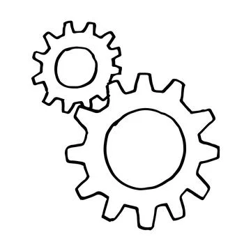 Hand drawn gears doodle Stock Illustration