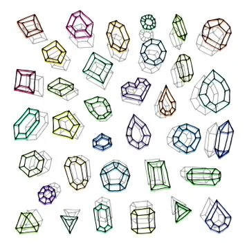 Hand drawn gemstones abstraction vector illustration Stock Illustration