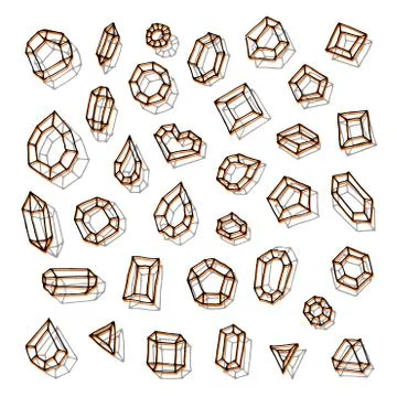 Hand drawn gemstones abstraction vector illustration Stock Illustration