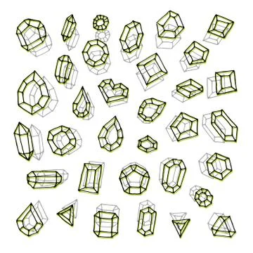 Hand drawn gemstones abstraction vector illustration Stock Illustration