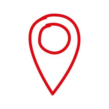 Hand drawn geolocation icon isolated on white background. Doodle style. Stock Illustration