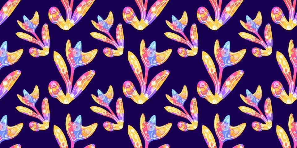 Hand drawn geomethic seamless pattern illustration graphic shaper neon vivid Stock Illustration