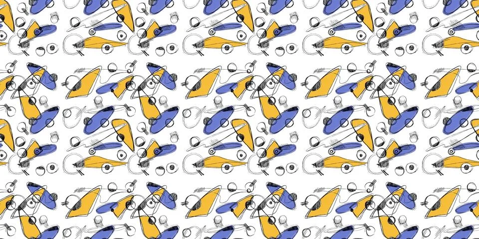 Hand drawn geomethic seamless pattern illustration graphic shaper colorful vivid Stock Illustration