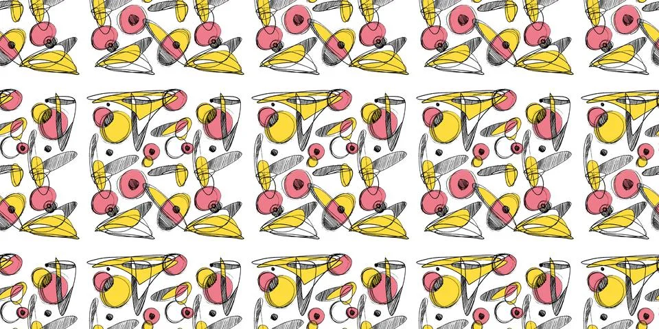 Hand drawn geomethic seamless pattern illustration graphic shaper colorful vivid Stock Illustration