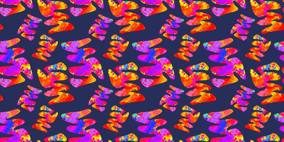 Hand drawn geomethic seamless pattern illustration graphic shaper neon vivid Stock Illustration