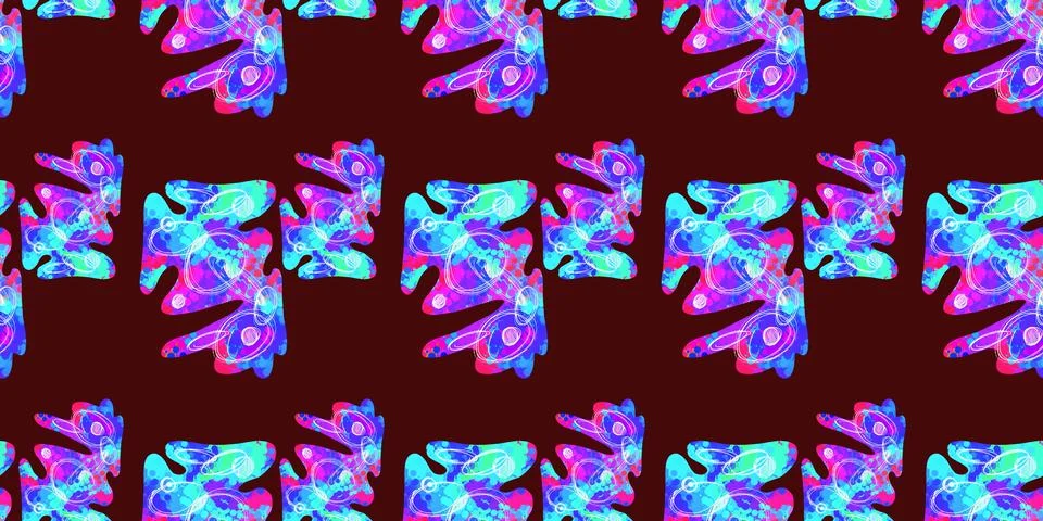 Hand drawn geomethic seamless pattern illustration graphic shaper neon vivid Stock Illustration