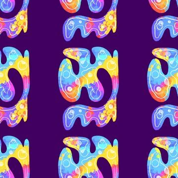 Hand drawn geomethic seamless pattern illustration graphic shaper neon vivid Stock Illustration