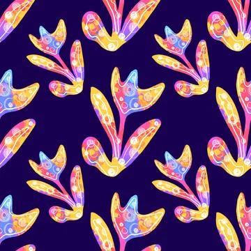 Hand drawn geomethic seamless pattern illustration graphic shaper neon vivid Stock Illustration