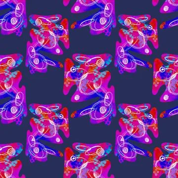 Hand drawn geomethic seamless pattern illustration graphic shaper neon vivid Stock Illustration