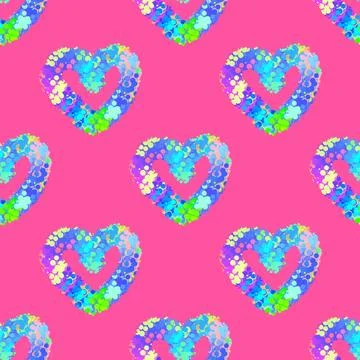 Hand drawn geomethic seamless pattern illustration graphic shaper neon vivid Stock Illustration