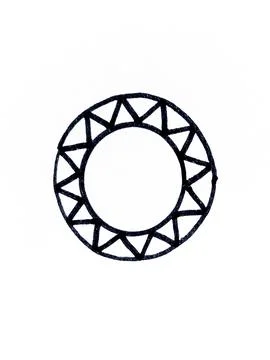 Hand Drawn Geometric Circle Ring Repeating Triangular Round Border. 스톡 일러스트