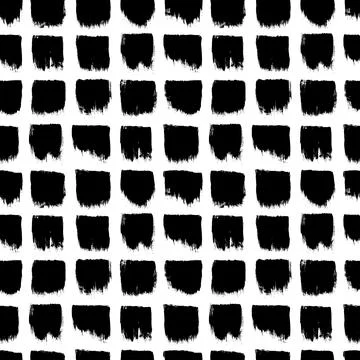 Hand drawn geometric pattern with black squares. Stock Illustration