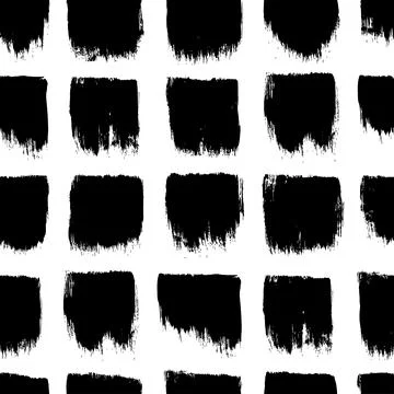 Hand drawn geometric pattern with black squares. Stock Illustration