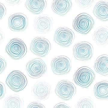 Hand drawn geometric seamless repeat pattern with brush spiral strokes. Illustrazione stock