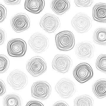 Hand drawn geometric seamless repeat pattern with brush spiral strokes. Stock Illustration