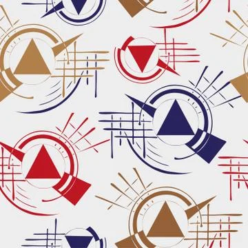 Hand drawn geometric seamless repeat pattern. Template design for card - Vector Stock Illustration