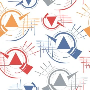 Hand drawn geometric seamless repeat pattern. Template design for card. Illustrazione stock