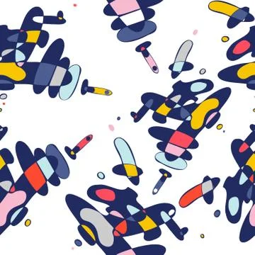 Hand drawn geometric seamless repeat pattern. Template design for card. Trendy Stock Illustration